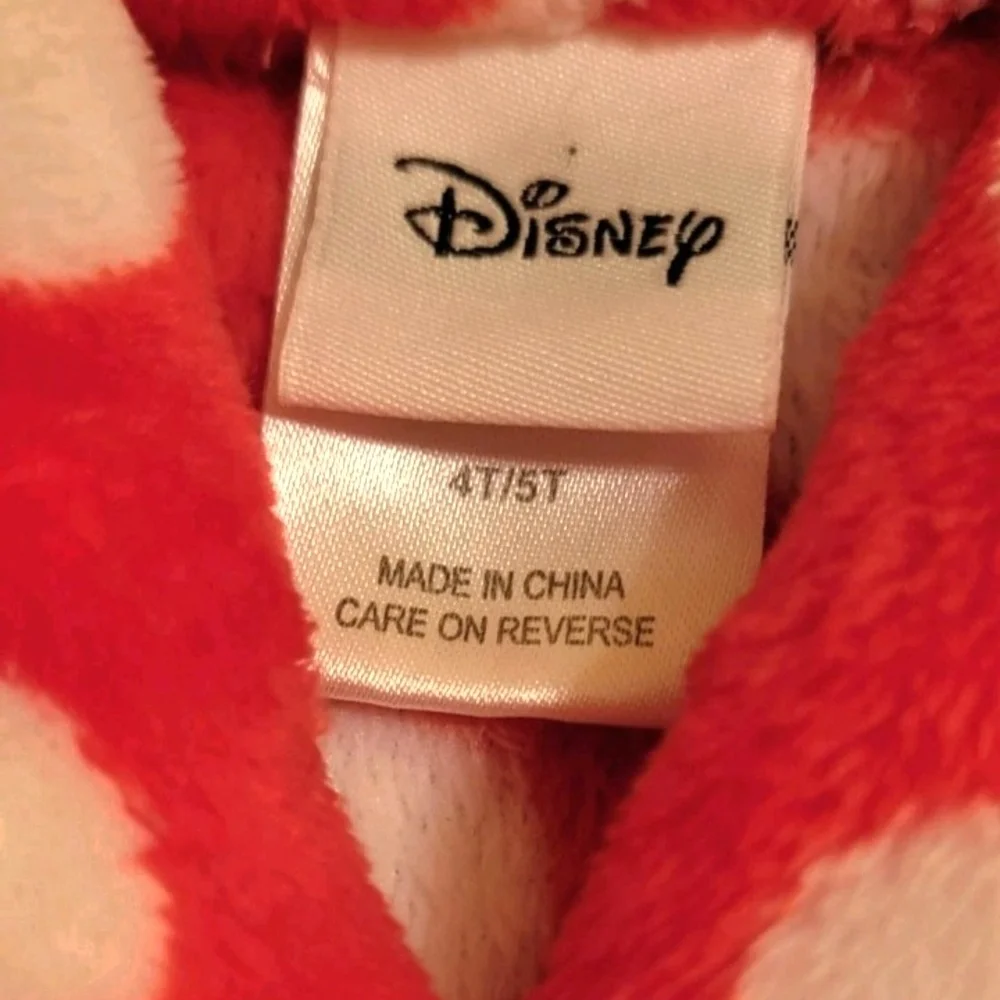 Disney Minnie Mouse Girls Fleece Robe Red White Poka Dots 4T/5T Bath Beach Pool